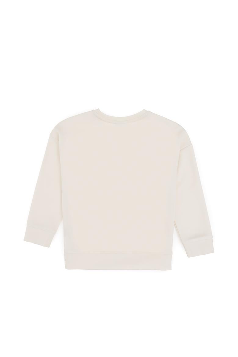 Kız Çocuk Krem Bisiklet Yaka Sweatshirt - 50290675002