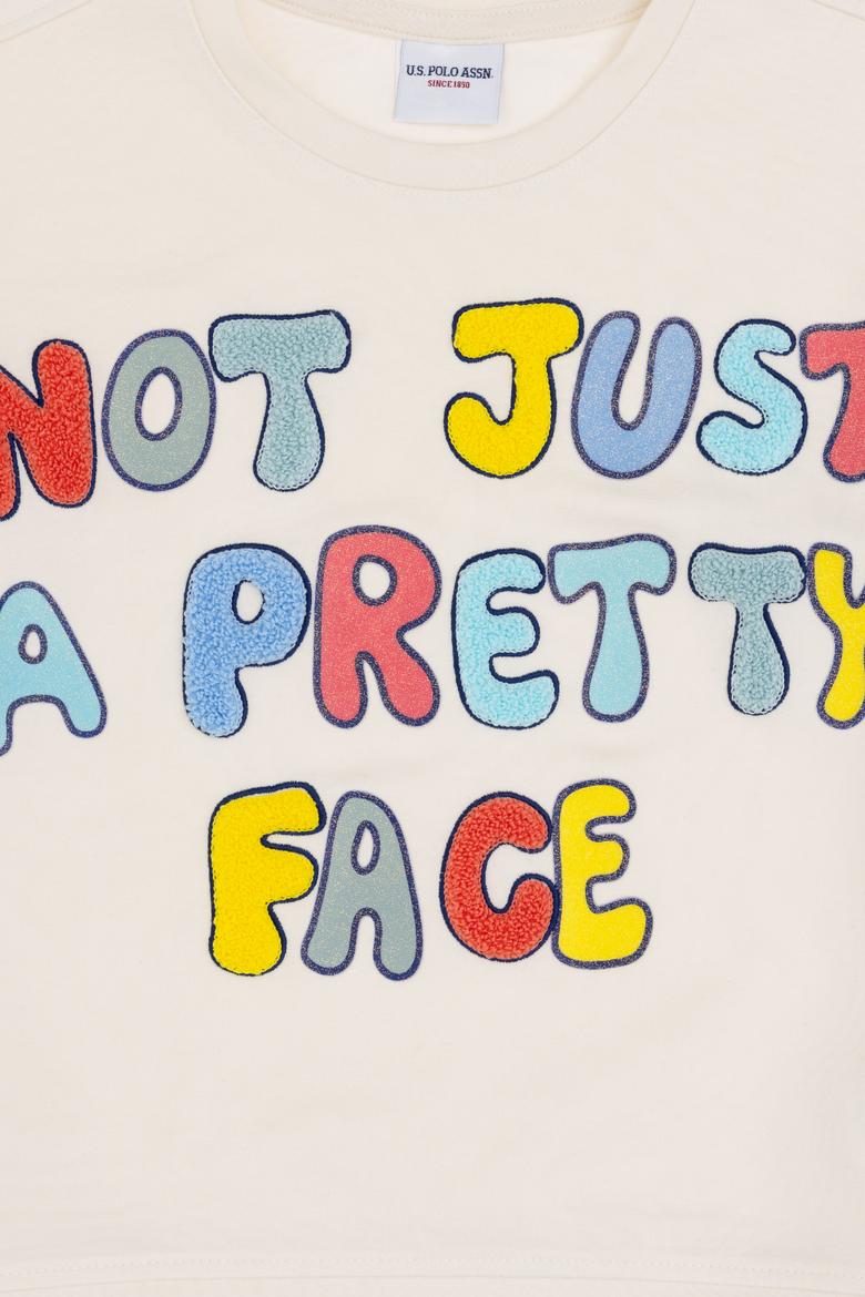 Kız Çocuk Krem Bisiklet Yaka Sweatshirt - 50290675002