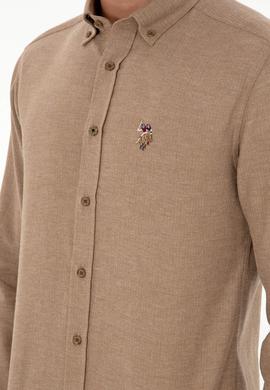 Erkek Haki Uzun Kollu Basic Gömlek - 50293980053
