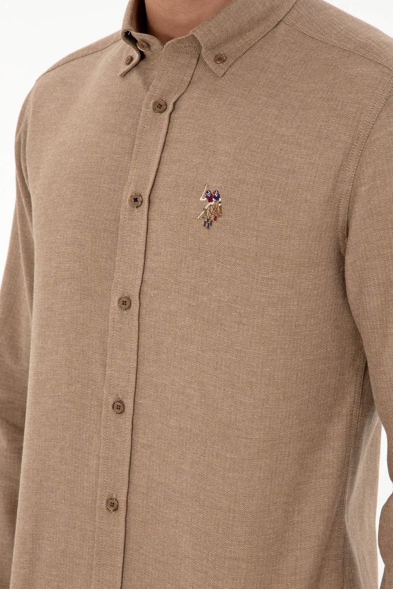 Erkek Haki Uzun Kollu Basic Gömlek - 50293980053