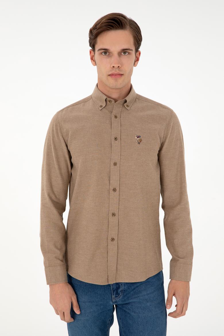 Erkek Haki Uzun Kollu Basic Gömlek - 50293980053