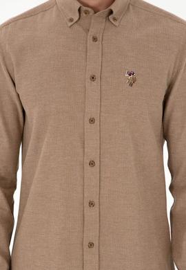 Erkek Haki Uzun Kollu Basic Gömlek - 50293980053