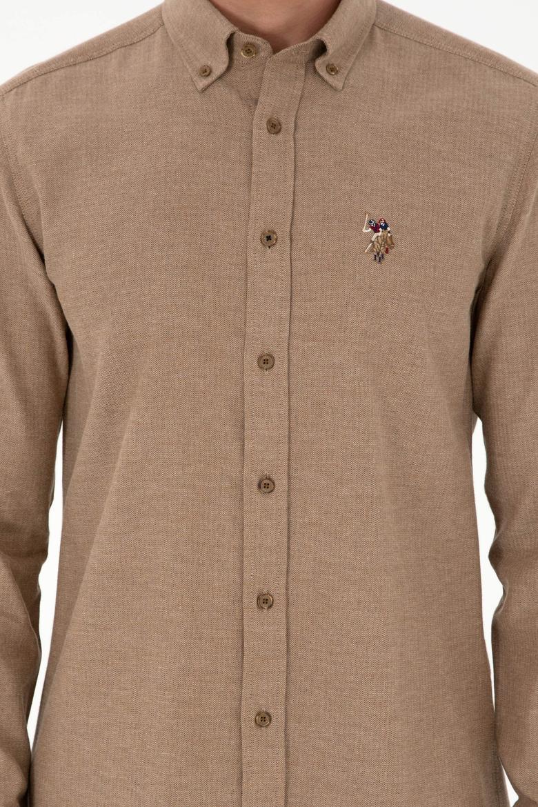 Erkek Haki Uzun Kollu Basic Gömlek - 50293980053