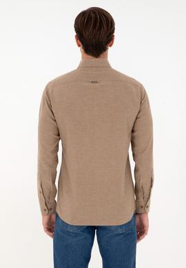 Erkek Haki Uzun Kollu Basic Gömlek - 50293980053