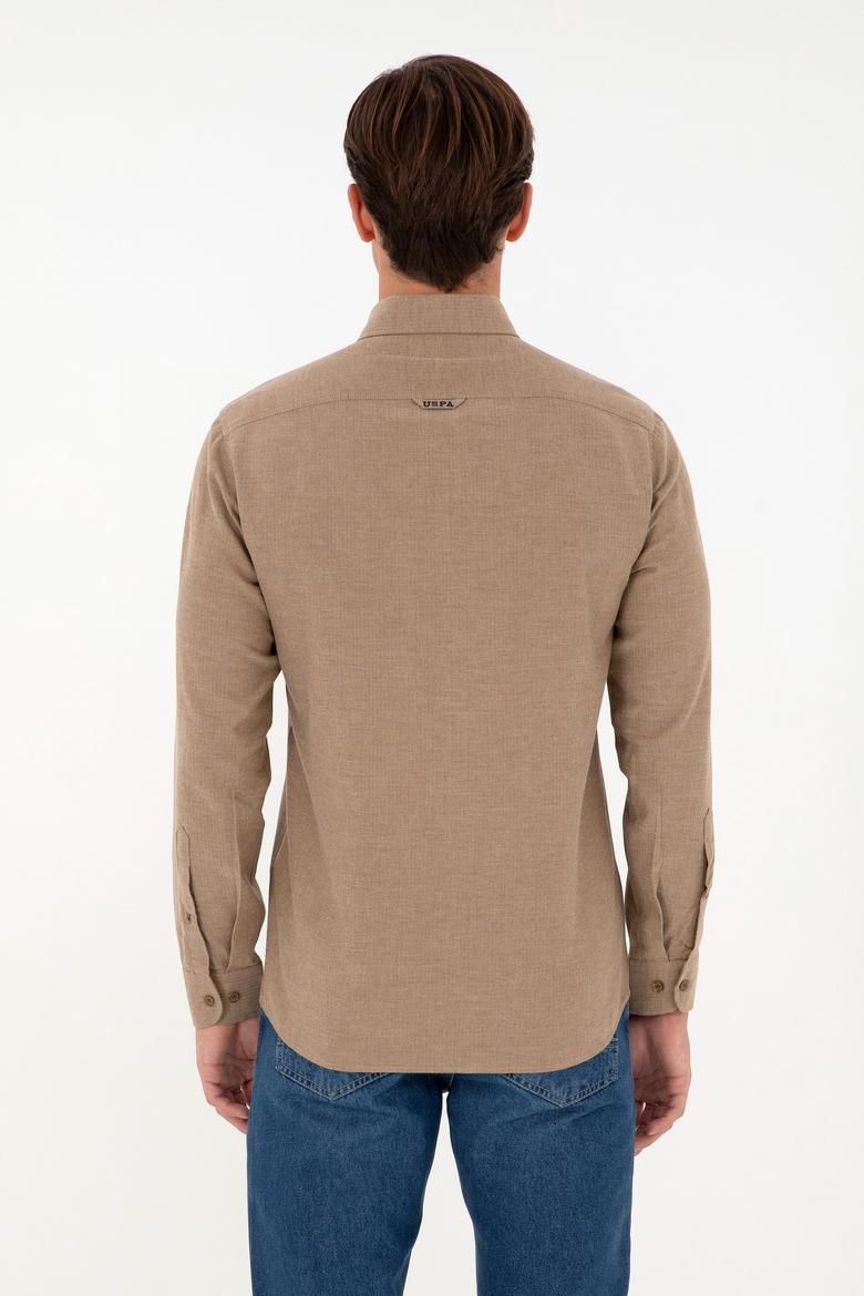 Erkek Haki Uzun Kollu Basic Gömlek - 50293980053