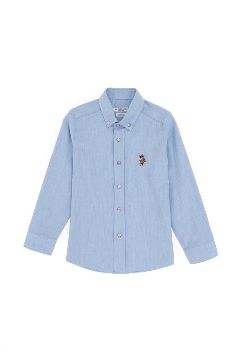 Erkek Çocuk Açık Mavi Uzun Kollu Basic Gömlek