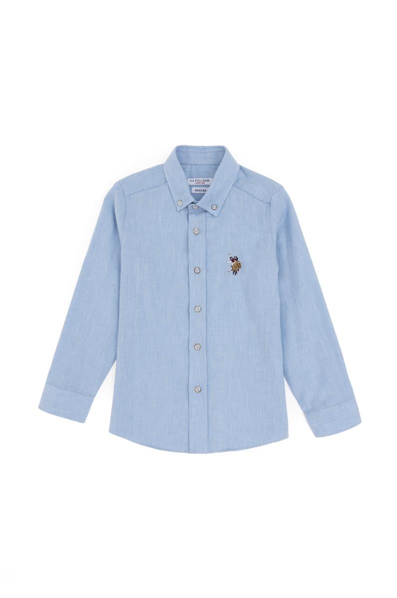 Erkek Çocuk Açık Mavi Uzun Kollu Basic Gömlek