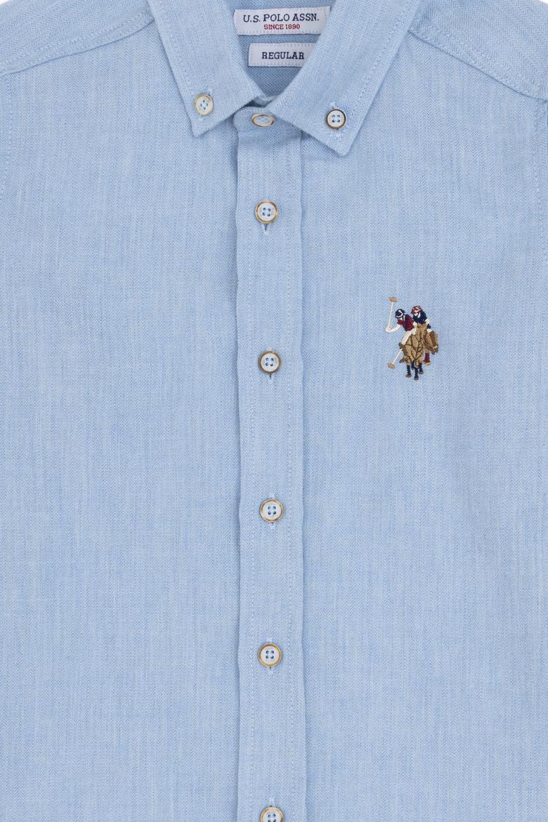 Erkek Çocuk Açık Mavi Uzun Kollu Basic Gömlek - 50295671003