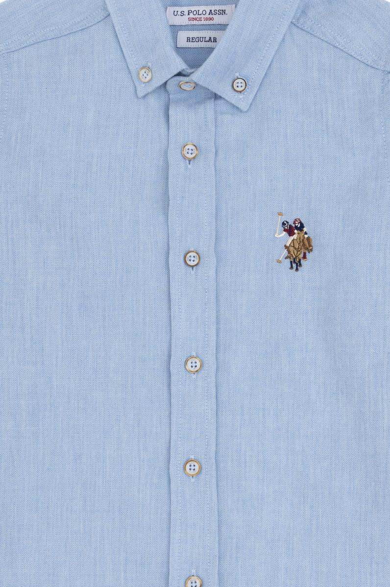 Erkek Çocuk Açık Mavi Uzun Kollu Basic Gömlek