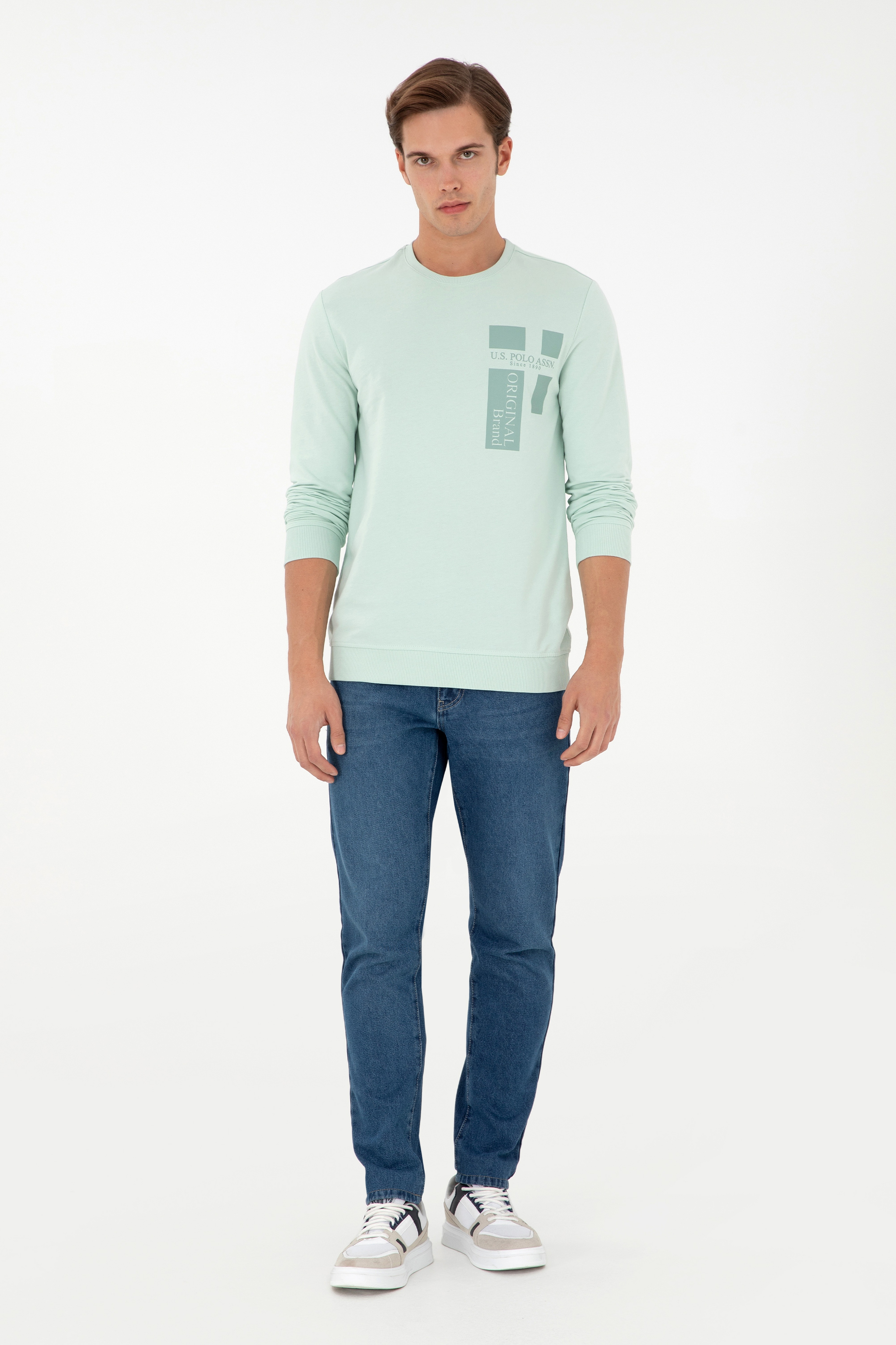 Erkek Su Yeşili Sweatshirt