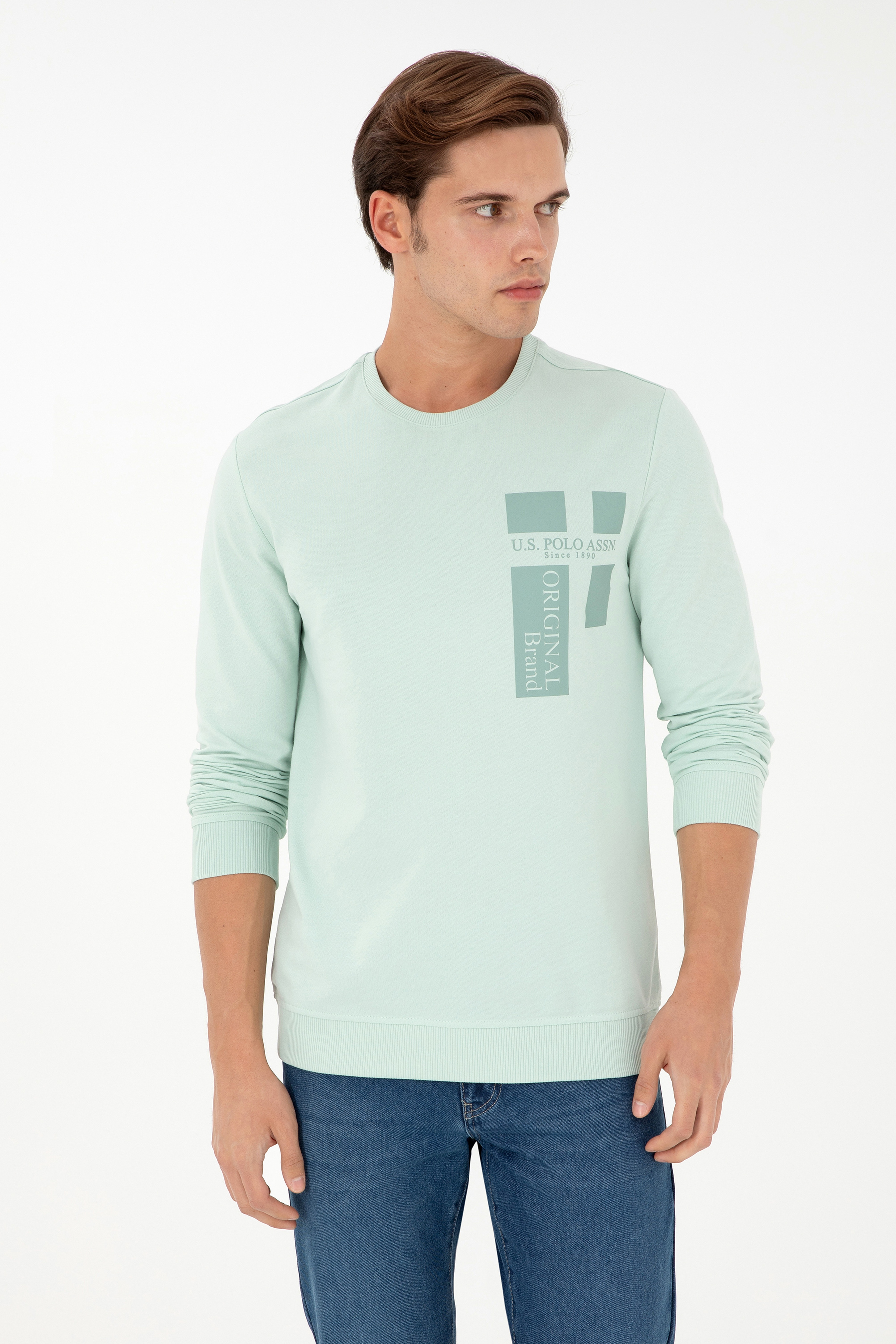 Erkek Su Yeşili Sweatshirt