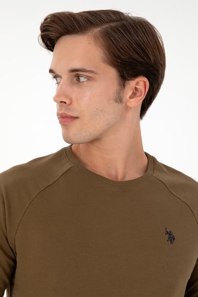 Erkek Haki Basic Sweatshirt
