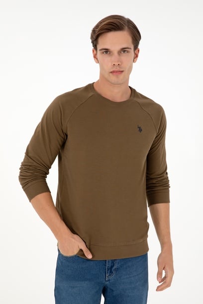 Erkek Haki Basic Sweatshirt