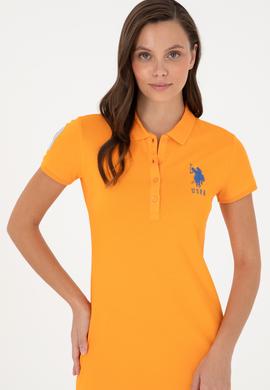 Kadın Turuncu Polo Yaka Mini Boy Örme Elbise - 50280064022