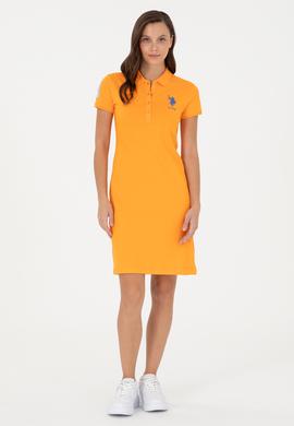Kadın Turuncu Polo Yaka Mini Boy Örme Elbise - 50280064022