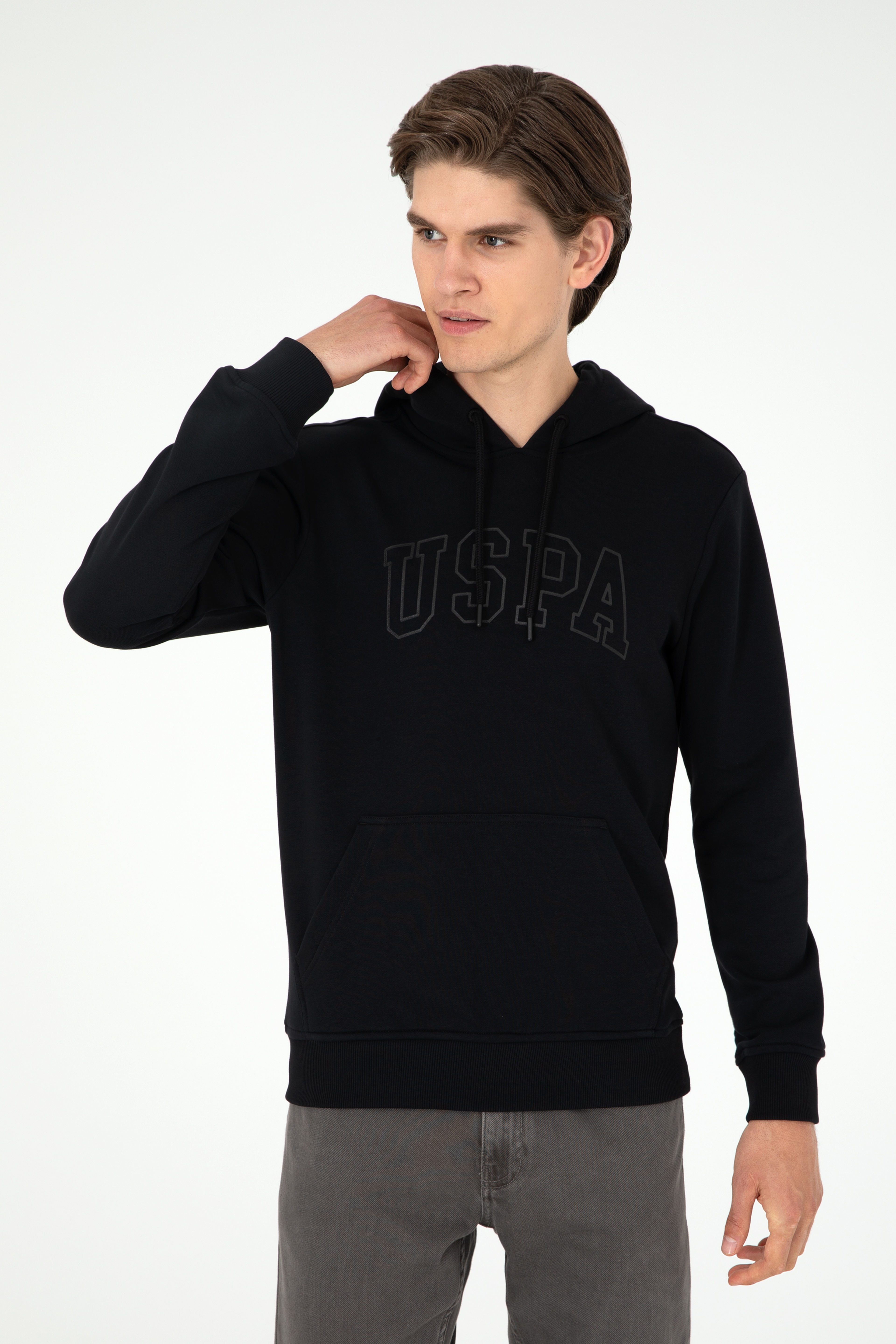 Erkek Siyah Basic Sweatshirt
