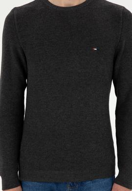 Erkek Slim Fit Bisiklet Yaka Antrasit Melanj Basic Kazak - 50298282013