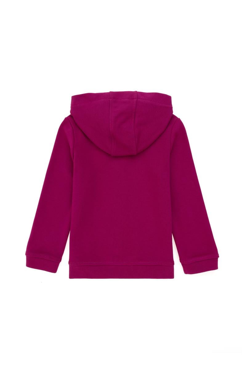 Kız Çocuk Fuşya Kapüşonlu Basic Sweatshirt