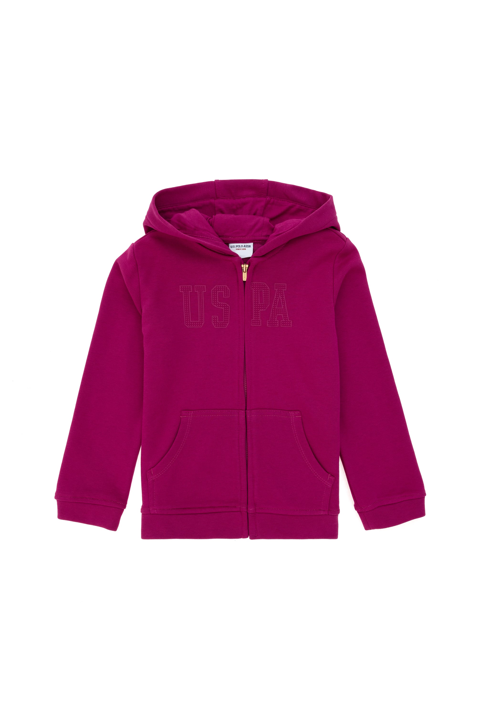 Kız Çocuk Fuşya Kapüşonlu Basic Sweatshirt - Image 1