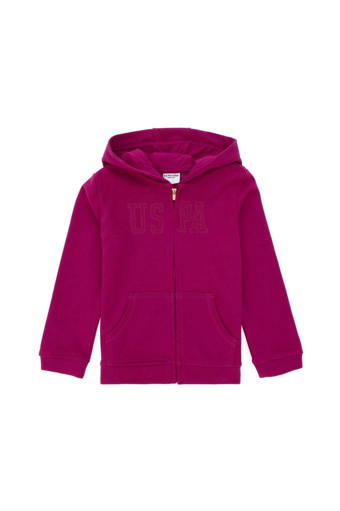 Kız Çocuk Fuşya Kapüşonlu Basic Sweatshirt