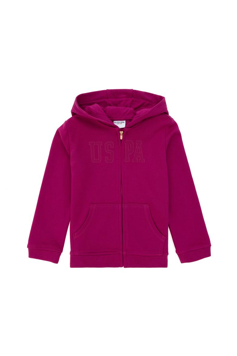 Kız Çocuk Fuşya Kapüşonlu Basic Sweatshirt