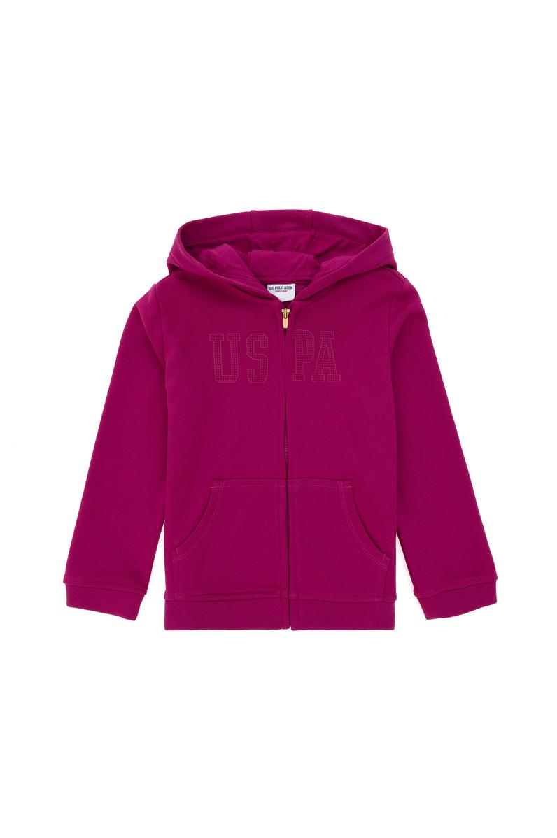 Kız Çocuk Fuşya Kapüşonlu Basic Sweatshirt