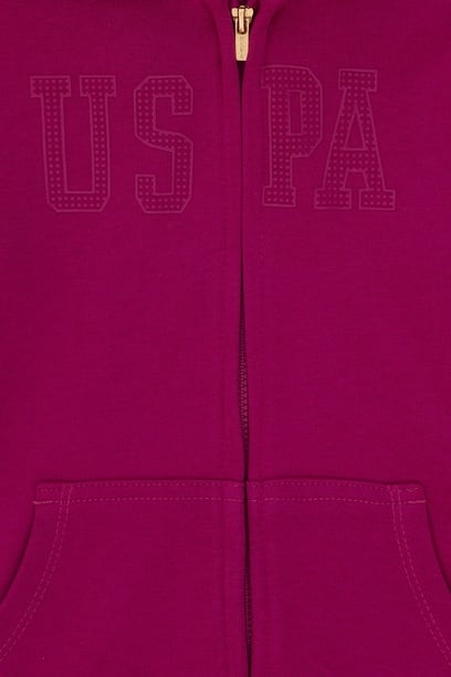 Kız Çocuk Fuşya Kapüşonlu Basic Sweatshirt