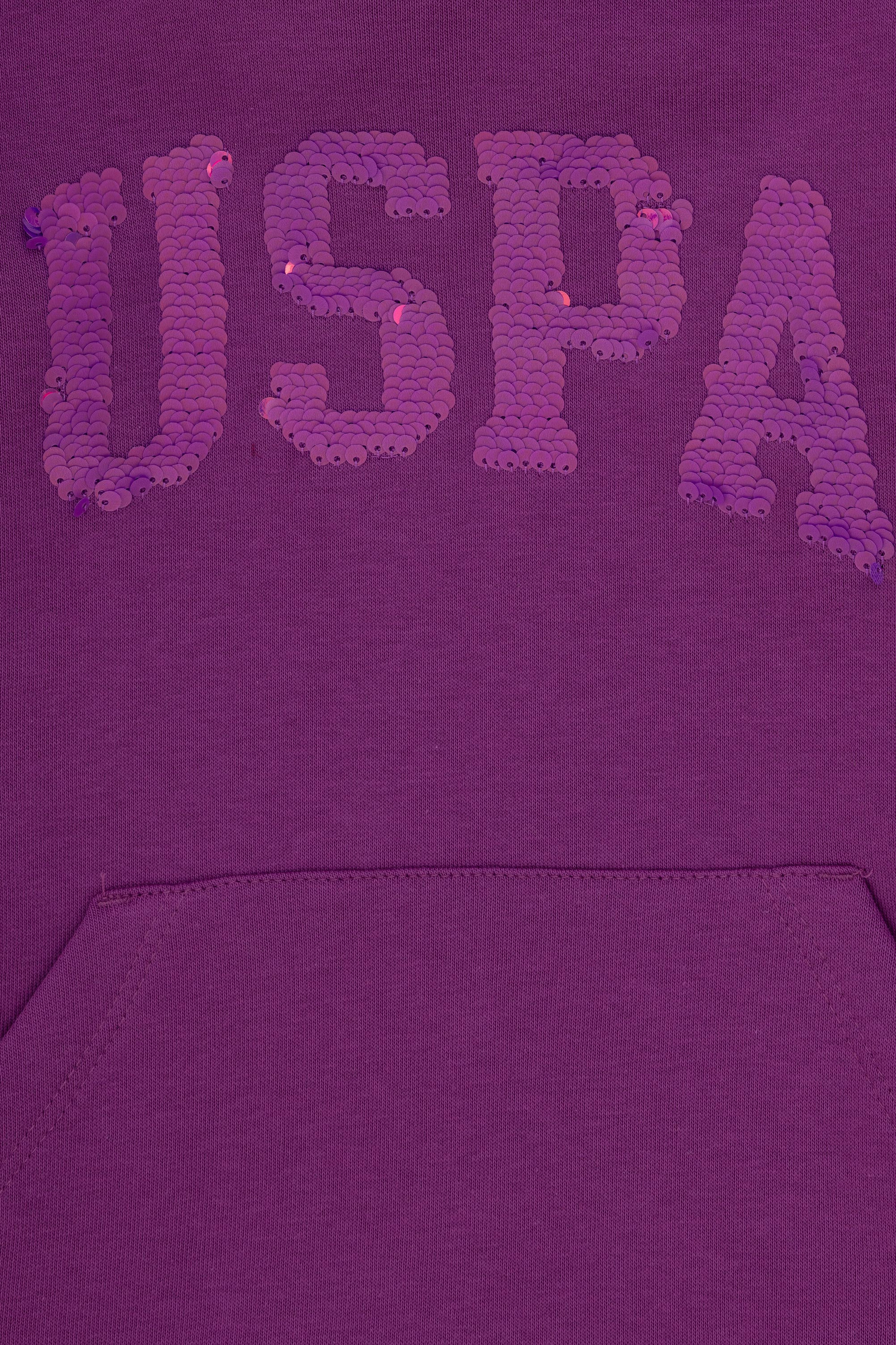 Kız Çocuk Menekşe Kapüşonlu Basic Sweatshirt - Image 4