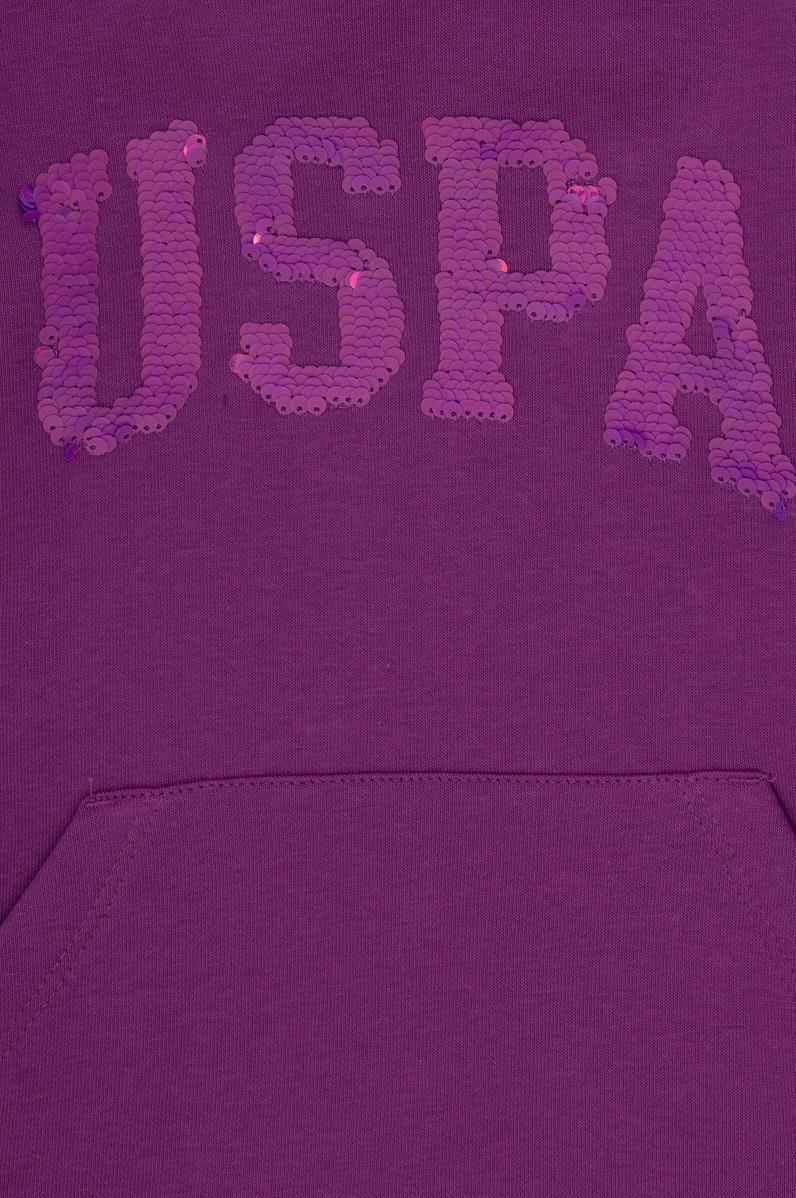 Kız Çocuk Menekşe Kapüşonlu Basic Sweatshirt