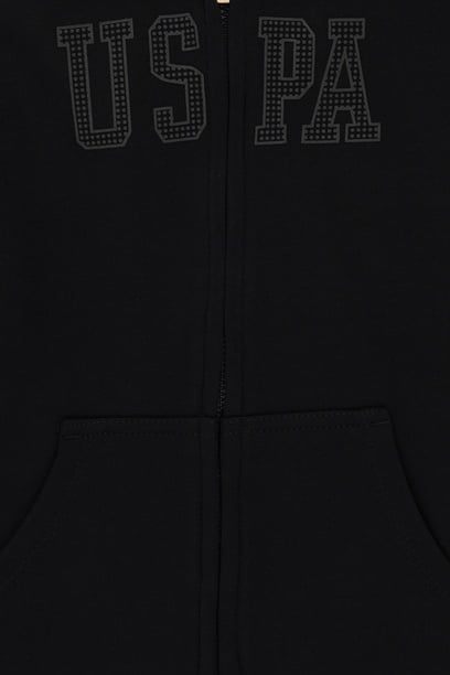 Kız Çocuk Siyah Kapüşonlu Basic Sweatshirt