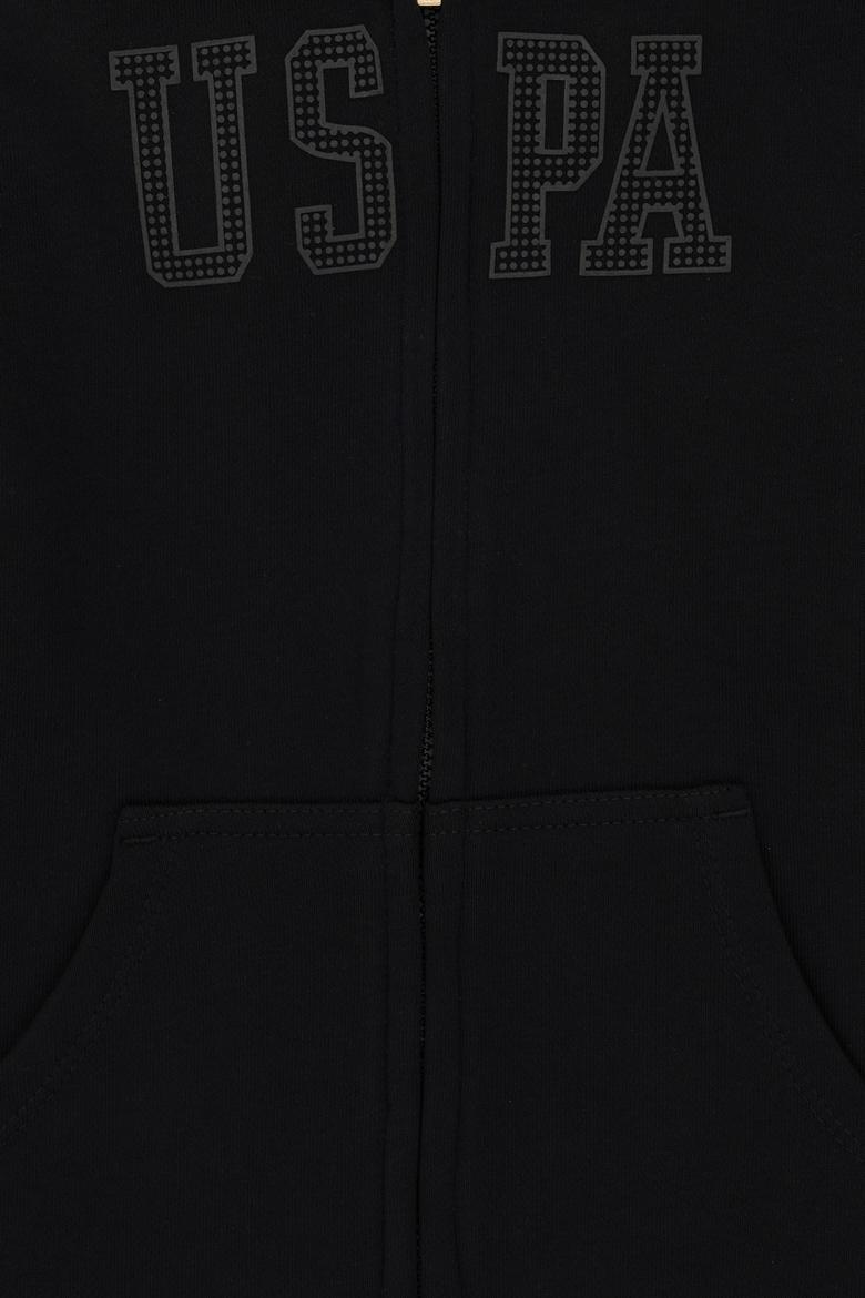 Kız Çocuk Siyah Kapüşonlu Basic Sweatshirt - 50292507049