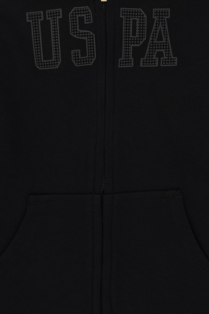 Kız Çocuk Siyah Kapüşonlu Basic Sweatshirt