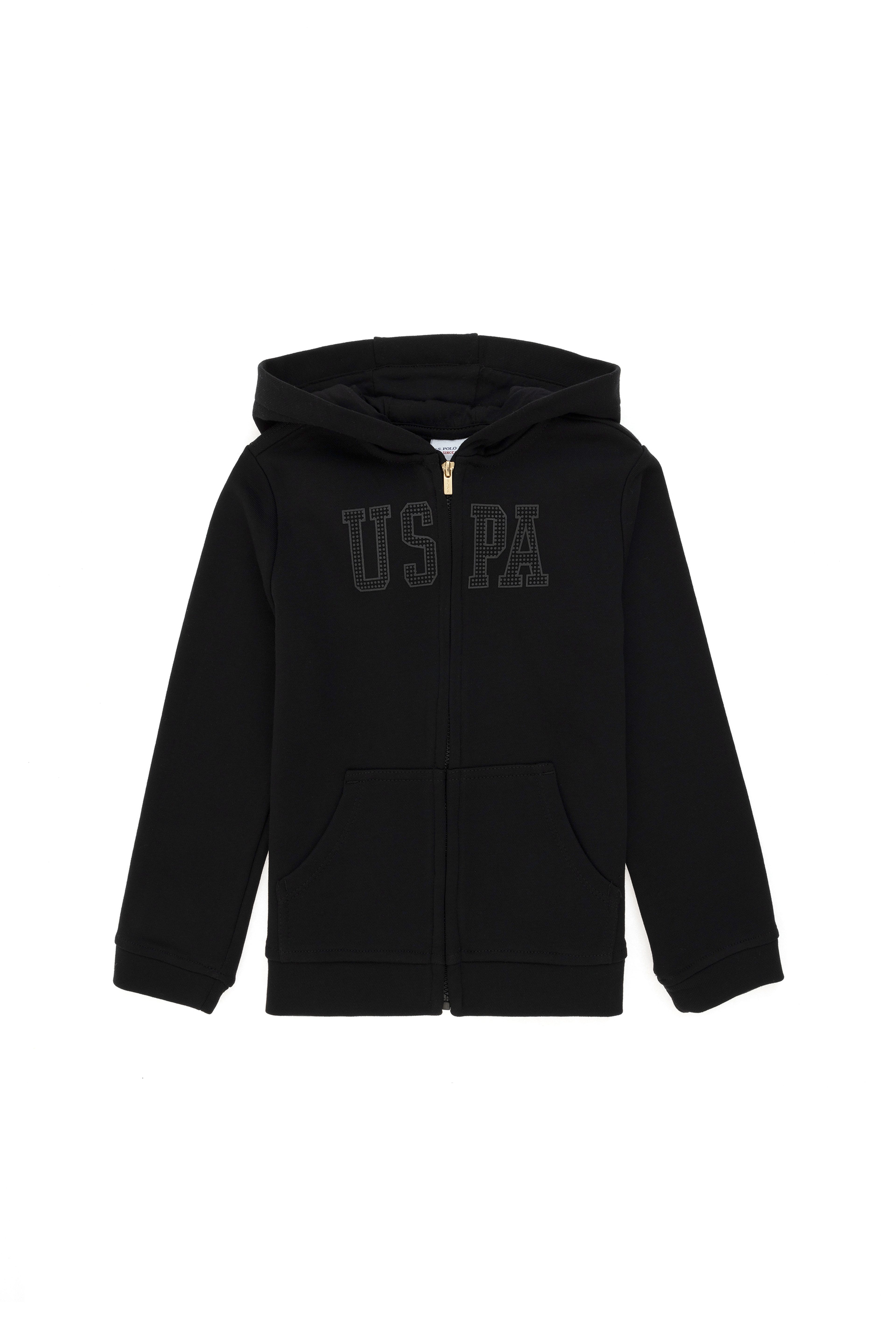 Kız Çocuk Siyah Kapüşonlu Basic Sweatshirt - Image 1