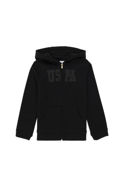 Kız Çocuk Siyah Kapüşonlu Basic Sweatshirt