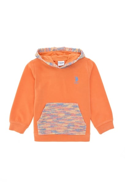 Kız Çocuk Somon Kapüşonlu Sweatshirt
