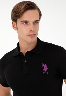 Erkek Slim Fit Polo Yaka Siyah Basic Tişört - 50279568030