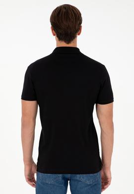 Erkek Slim Fit Polo Yaka Siyah Basic Tişört - 50279568030
