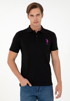 Erkek Slim Fit Polo Yaka Siyah Basic Tişört - 50279568030