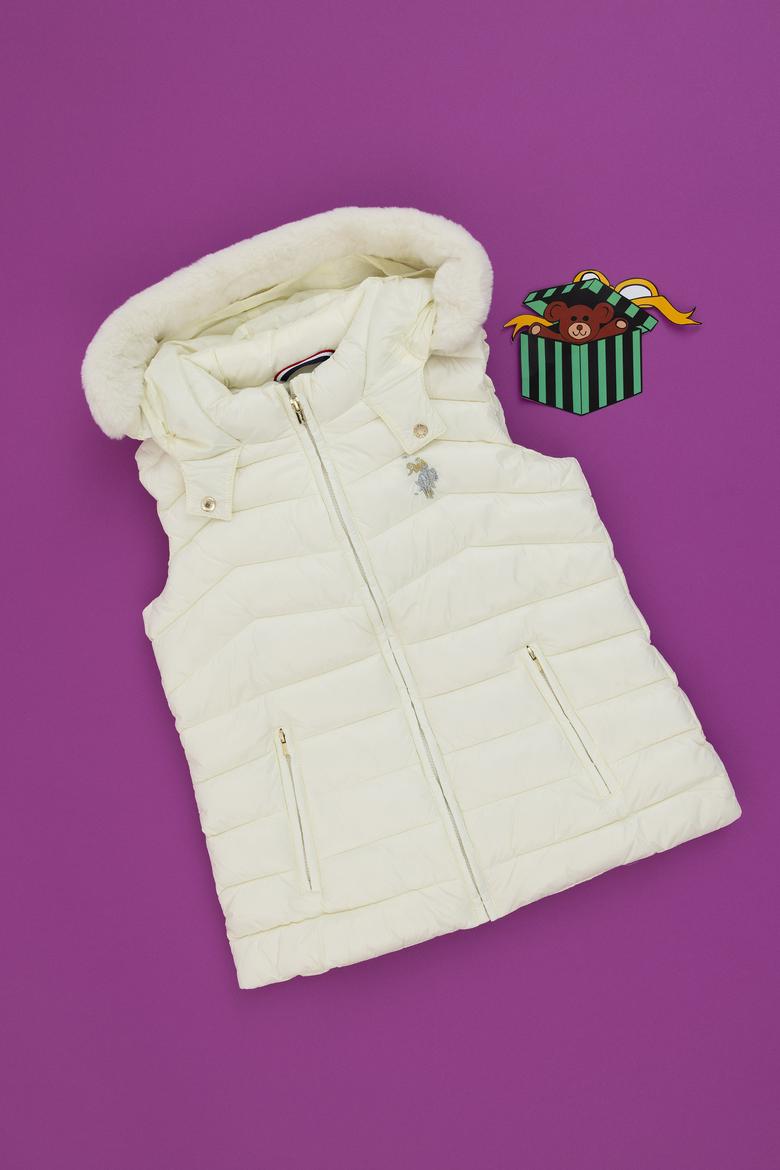 Kız Çocuk Krem Yelek