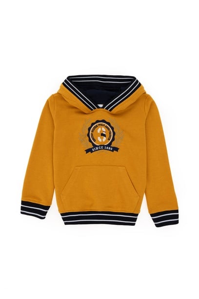 Erkek Çocuk Hardal Kapüşonlu Sweatshirt