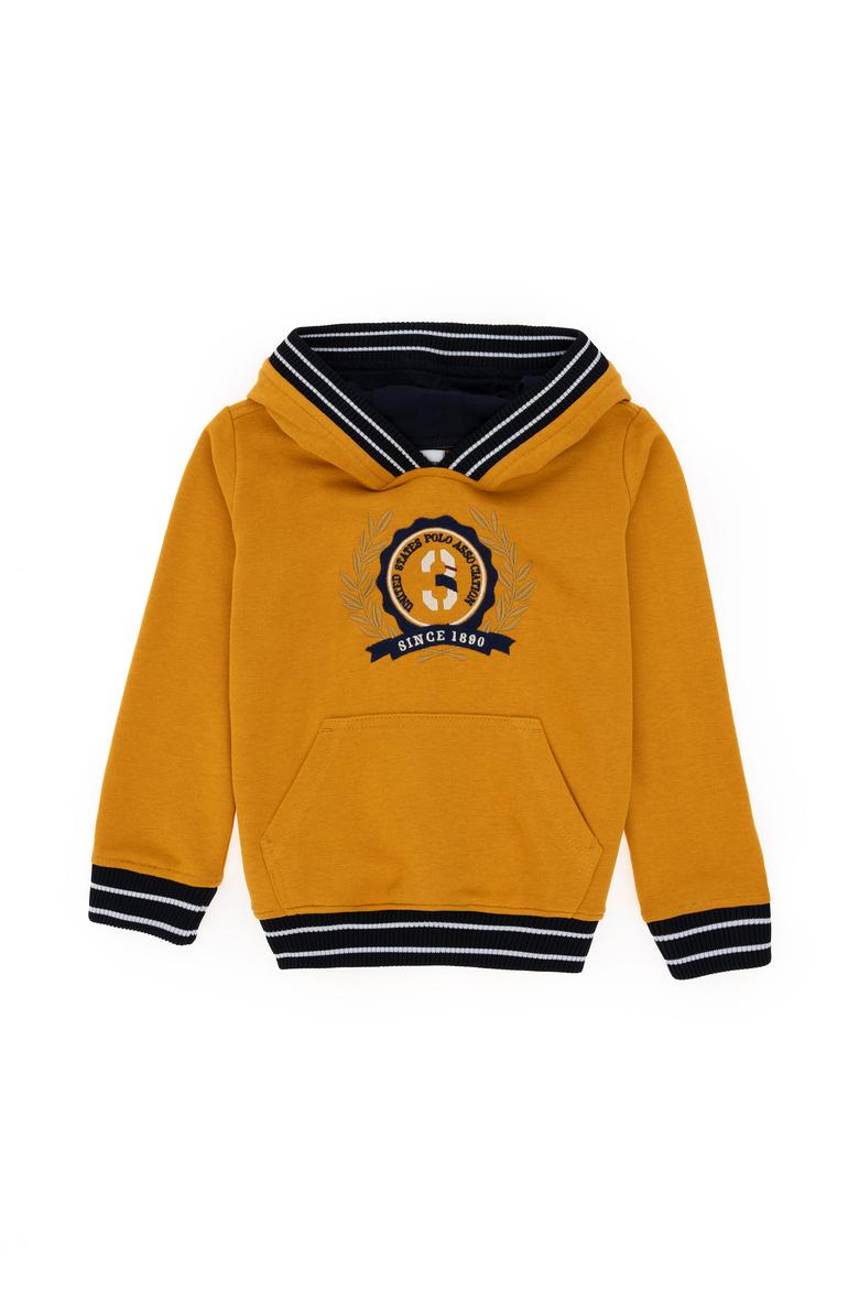 Erkek Çocuk Hardal Kapüşonlu Sweatshirt