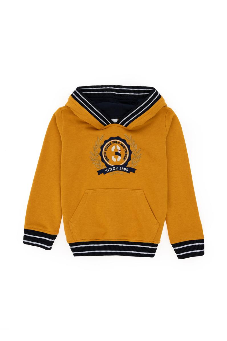 Erkek Çocuk Hardal Kapüşonlu Sweatshirt