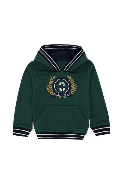 Erkek Çocuk Koyu Yeşil Kapüşonlu Sweatshirt