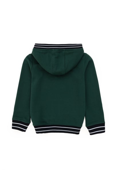 Erkek Çocuk Koyu Yeşil Kapüşonlu Sweatshirt
