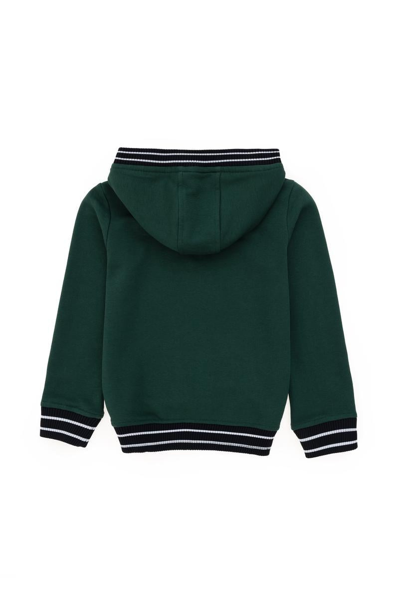 Erkek Çocuk Koyu Yeşil Kapüşonlu Sweatshirt