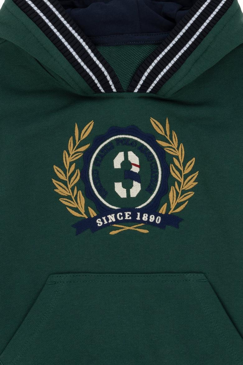 Erkek Çocuk Koyu Yeşil Kapüşonlu Sweatshirt - 50290759040