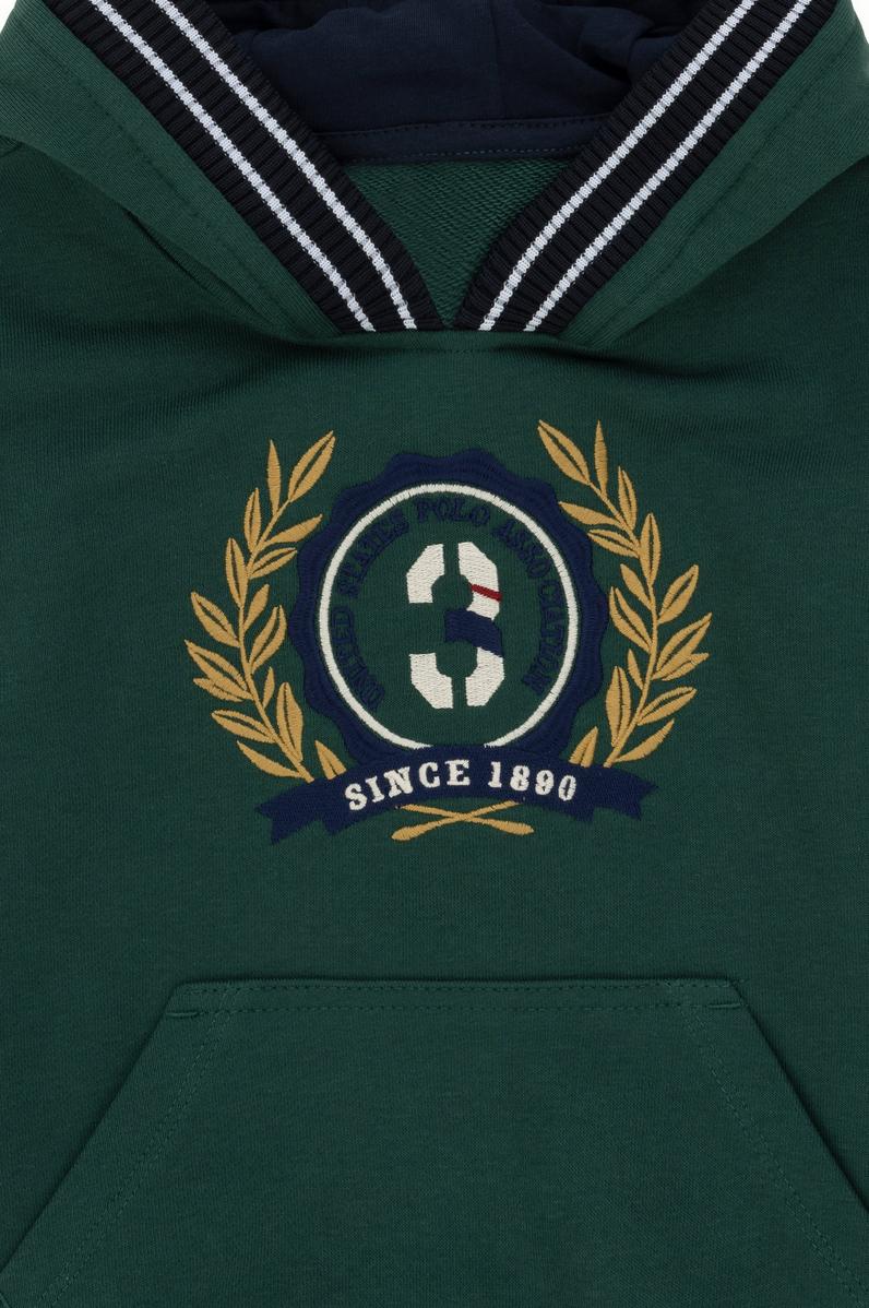 Erkek Çocuk Koyu Yeşil Kapüşonlu Sweatshirt