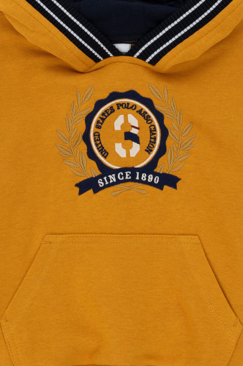 Erkek Çocuk Hardal Kapüşonlu Sweatshirt