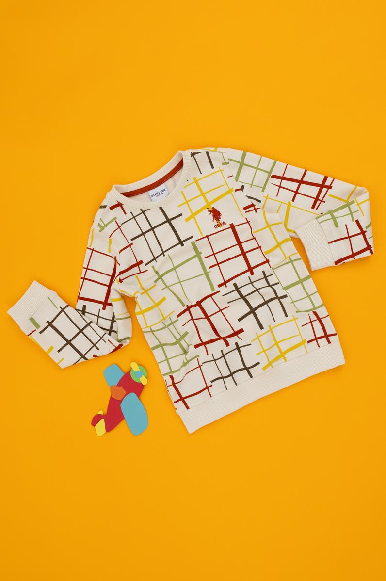 Erkek Çocuk Krem Bisiklet Yaka Sweatshirt