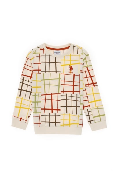 Erkek Çocuk Krem Bisiklet Yaka Sweatshirt
